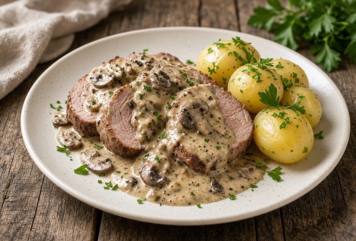 Kassler med svampsås